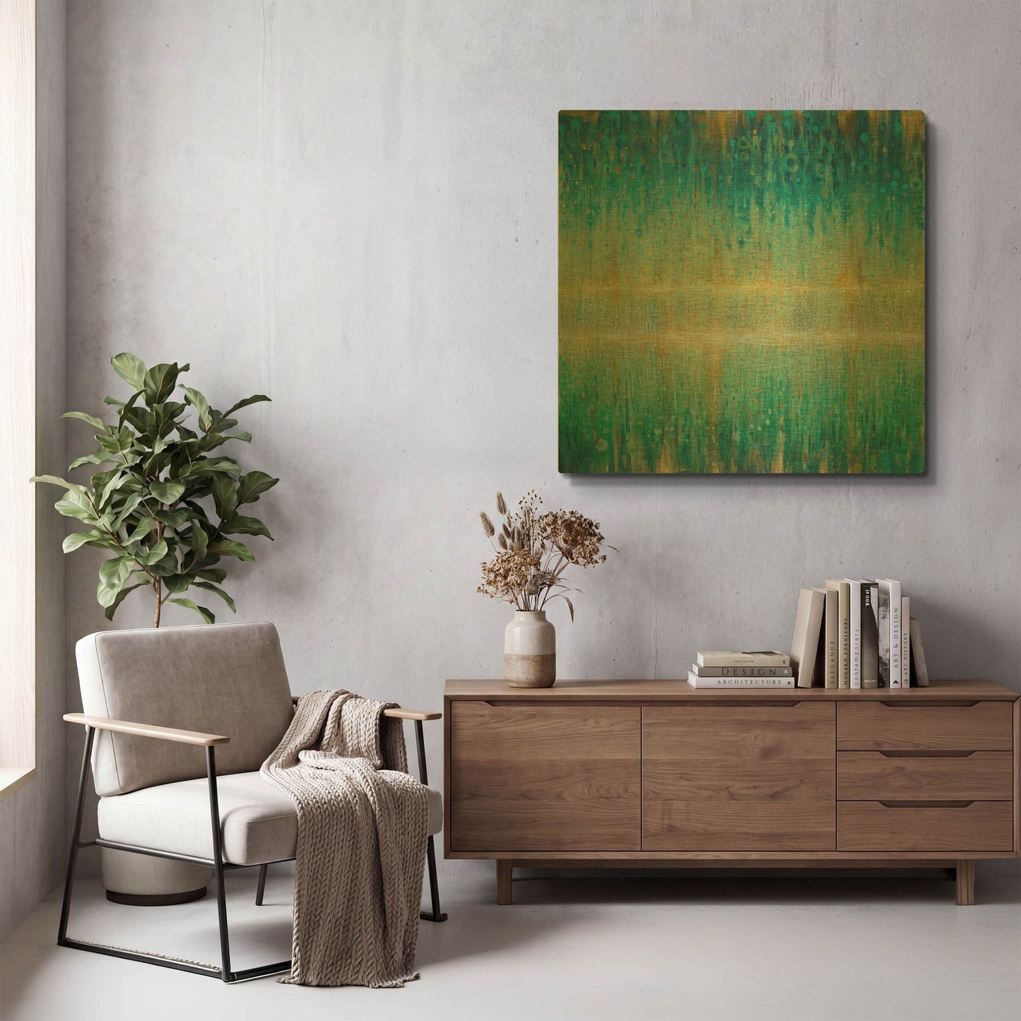 'Rain Abstract I' By Danhui Nai Gold Metal Wall Art