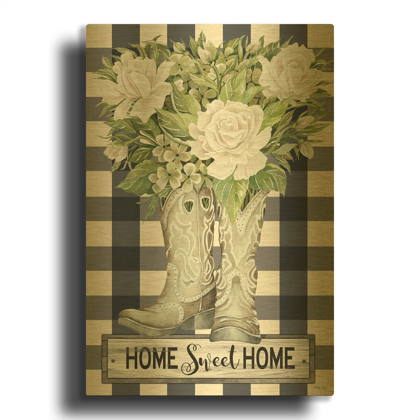 'Home Sweet Home Cowboy Boots' By Cindy Jacobs Gold Metal Wall Art