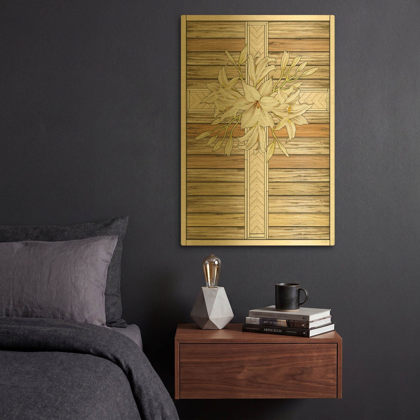 'Floral Cross' By Cindy Jacobs Gold Metal Wall Art