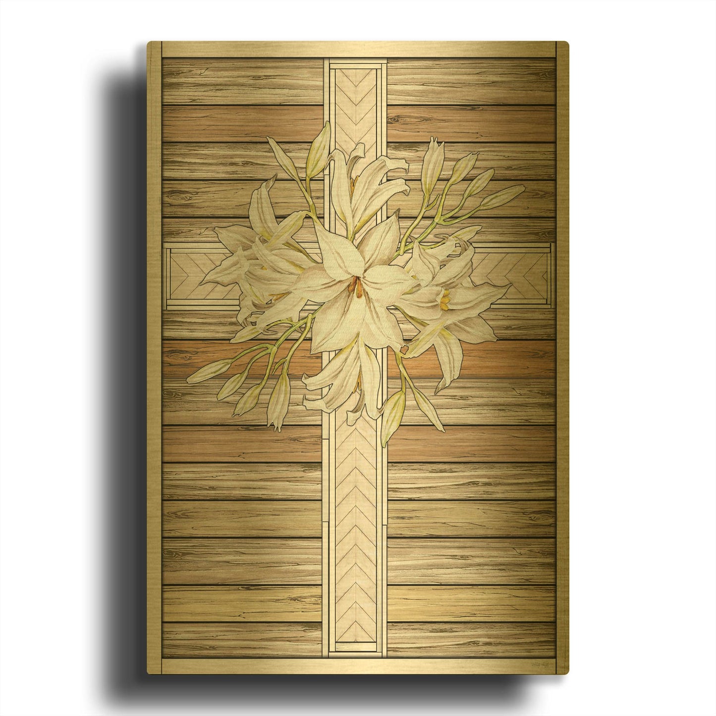 'Floral Cross' By Cindy Jacobs Gold Metal Wall Art