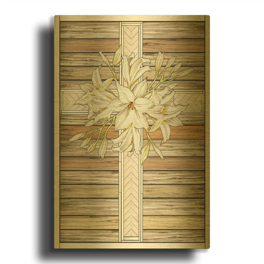 'Floral Cross' By Cindy Jacobs Gold Metal Wall Art
