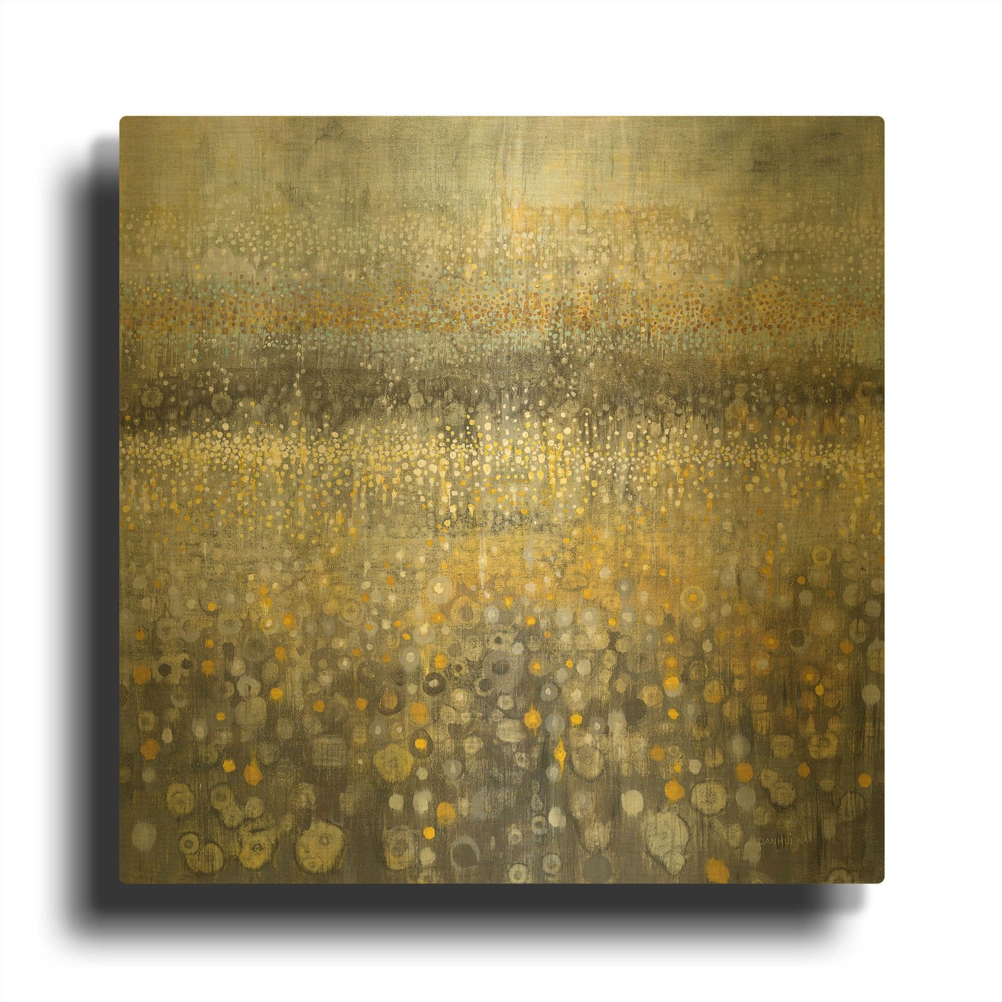 'Rain Abstract II' By Danhui Nai Gold Metal Wall Art