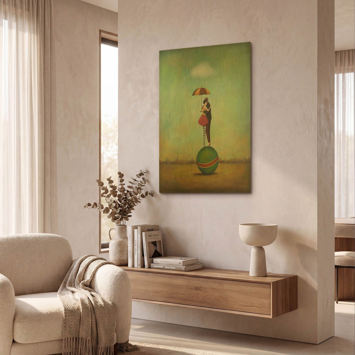 'Circus Romance' By Duy Huynh Gold Metal Wall Art