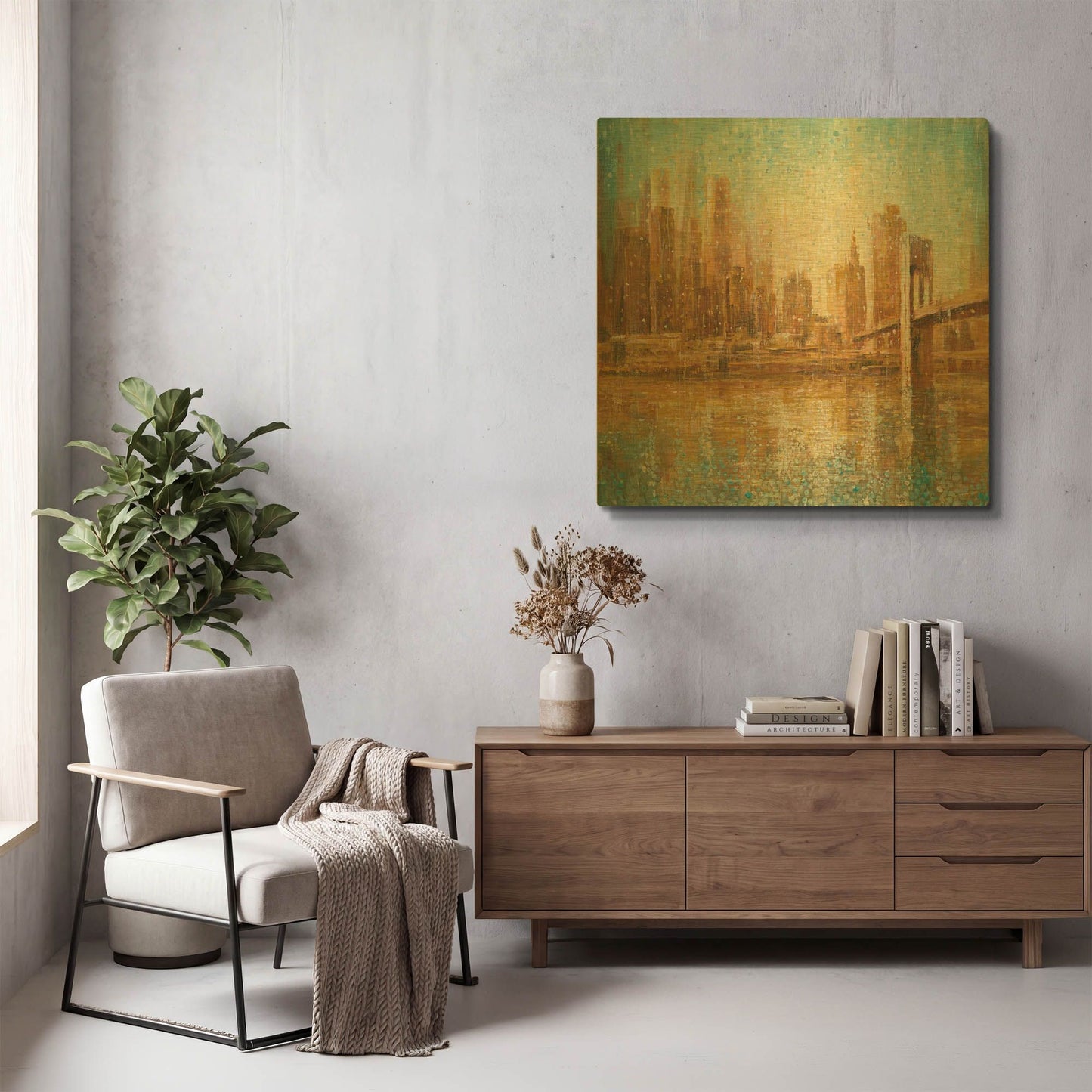 'Champagne City' By Danhui Nai Gold Metal Wall Art