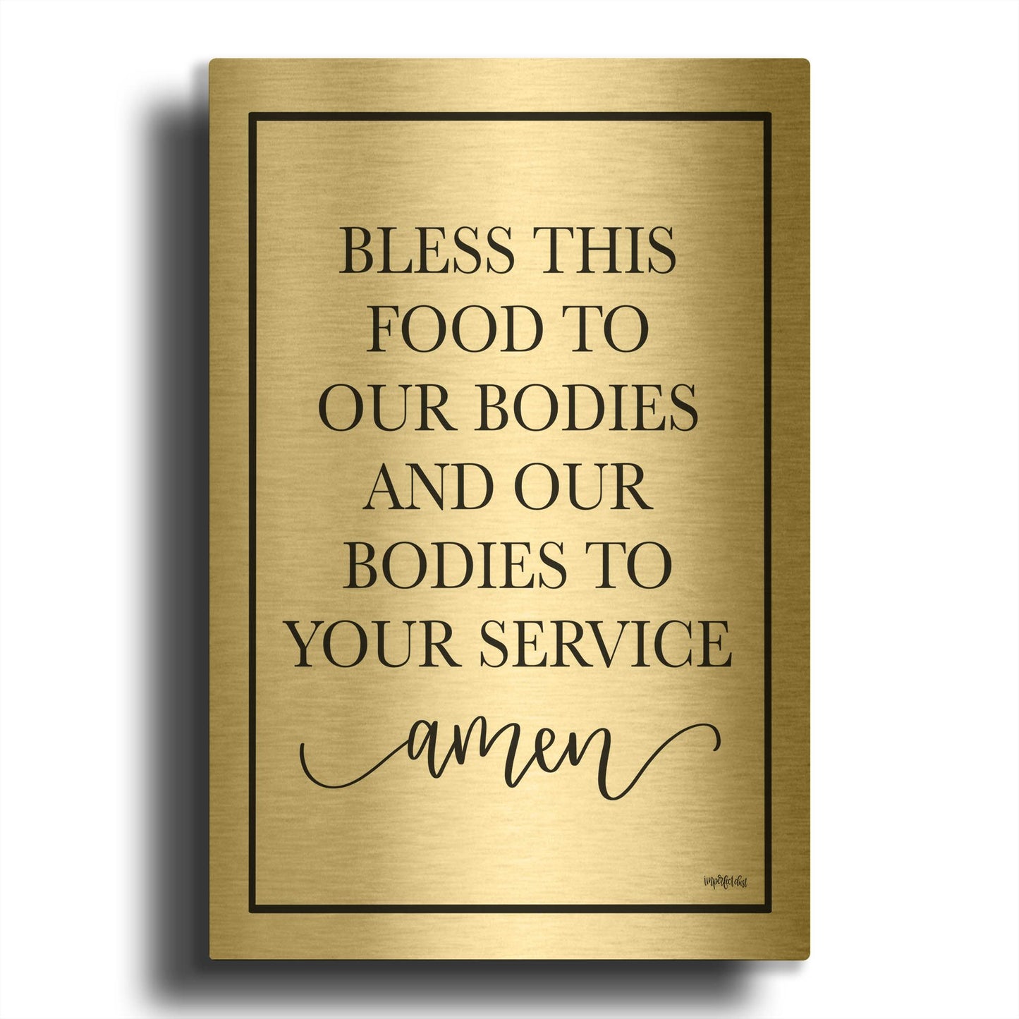 'Bless This Food' By Imperfect Dust Gold Metal Wall Art