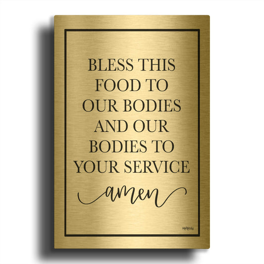 'Bless This Food' By Imperfect Dust Gold Metal Wall Art