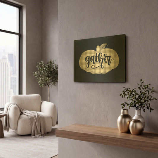 'Gather Pumpkin' By Imperfect Dust Gold Metal Wall Art