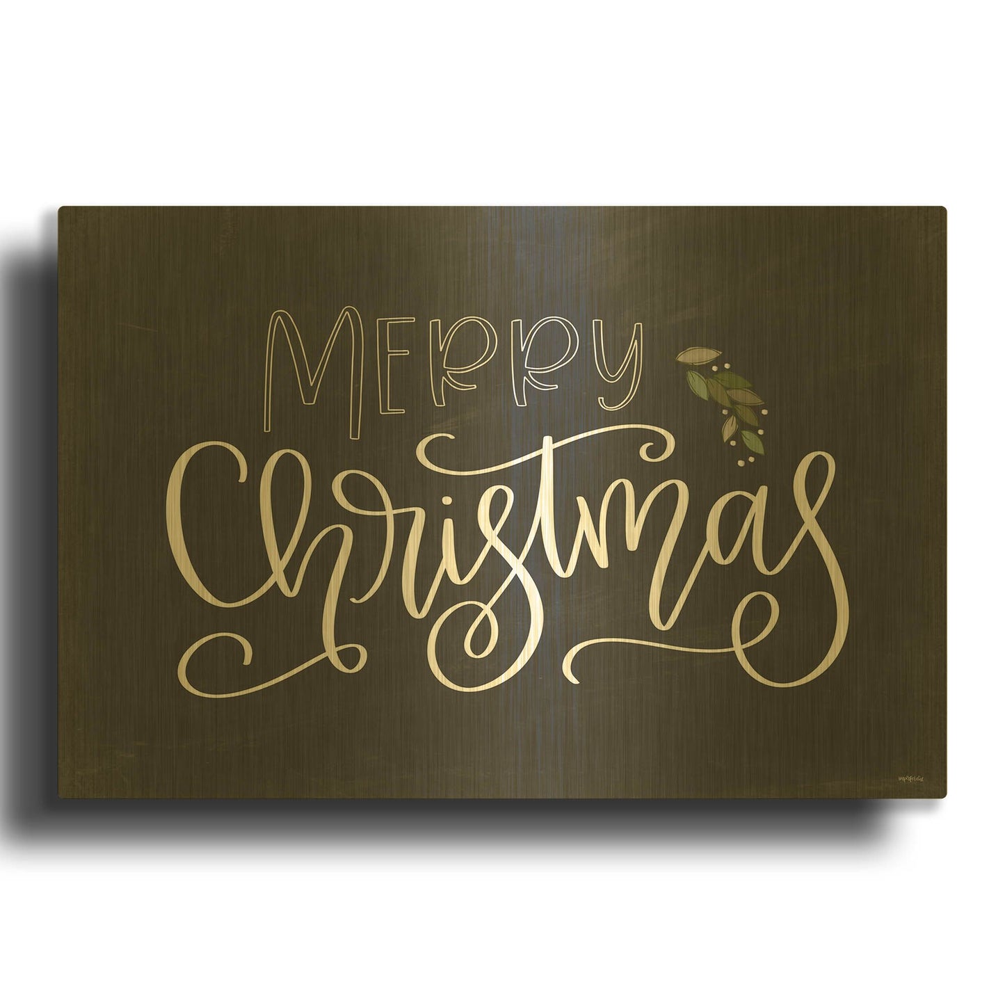 'Merry Christmas Chalkboard' By Imperfect Dust Gold Metal Wall Art