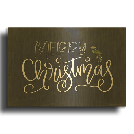 'Merry Christmas Chalkboard' By Imperfect Dust Gold Metal Wall Art