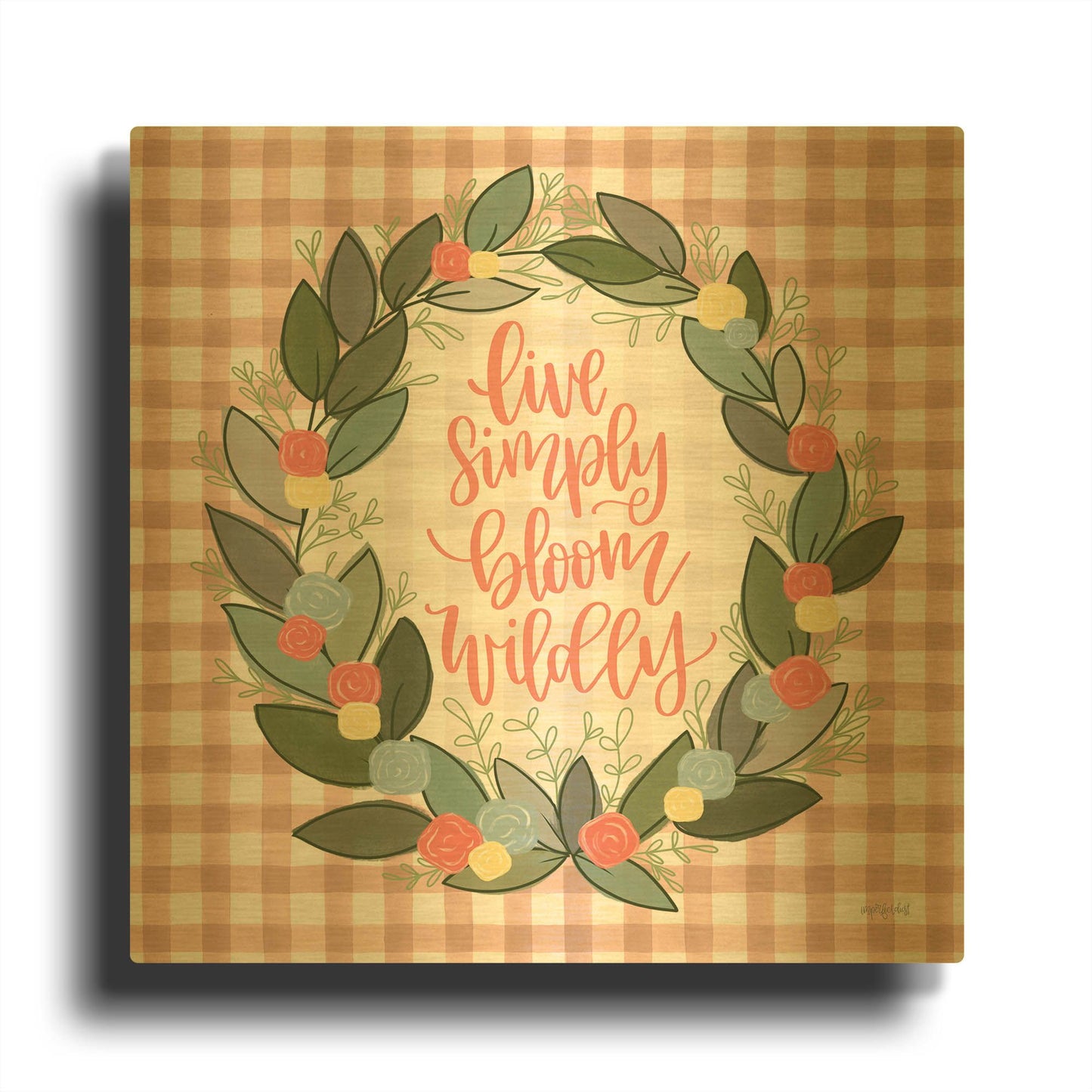 'Live Simply Bloom Wildly' By Imperfect Dust Gold Metal Wall Art