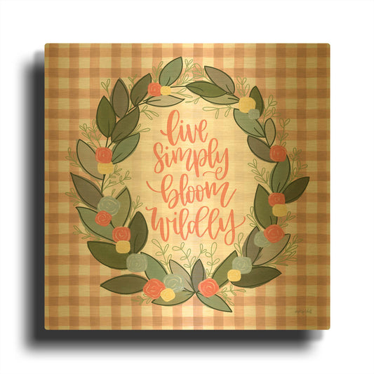 'Live Simply Bloom Wildly' By Imperfect Dust Gold Metal Wall Art