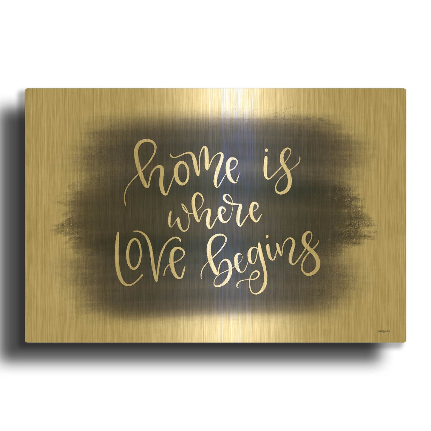'Home is Where Love Begins' By Imperfect Dust Gold Metal Wall Art