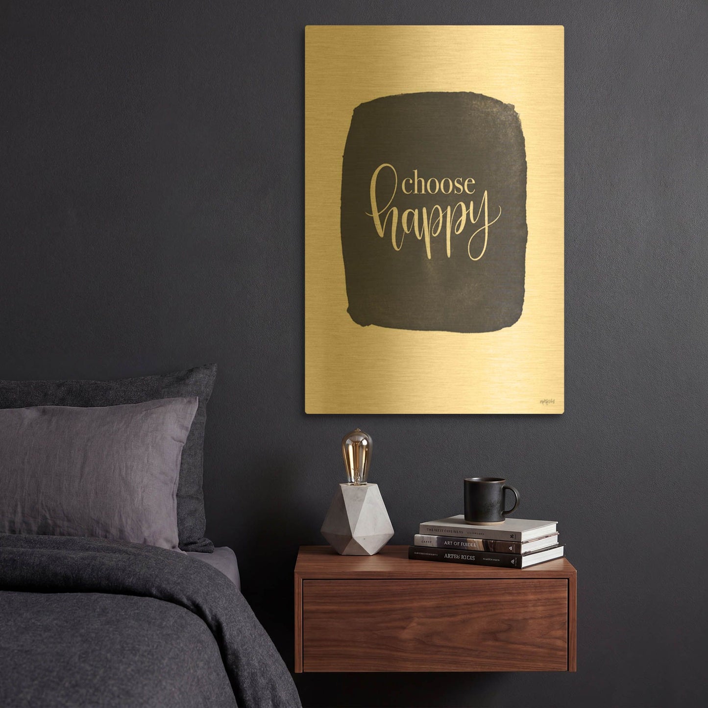 'Choose Happy' By Imperfect Dust Gold Metal Wall Art