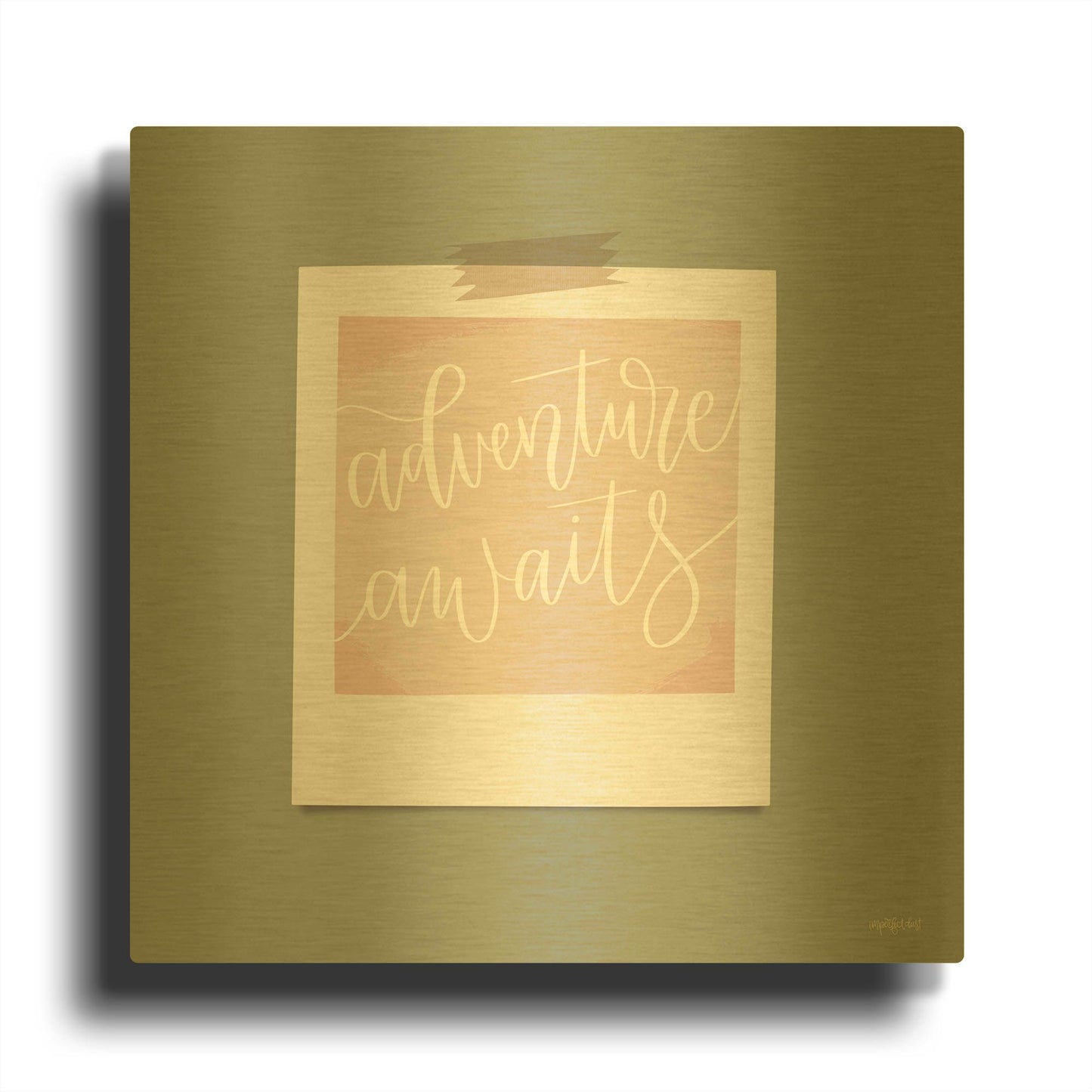 'Adventure Awaits' By Imperfect Dust Gold Metal Wall Art