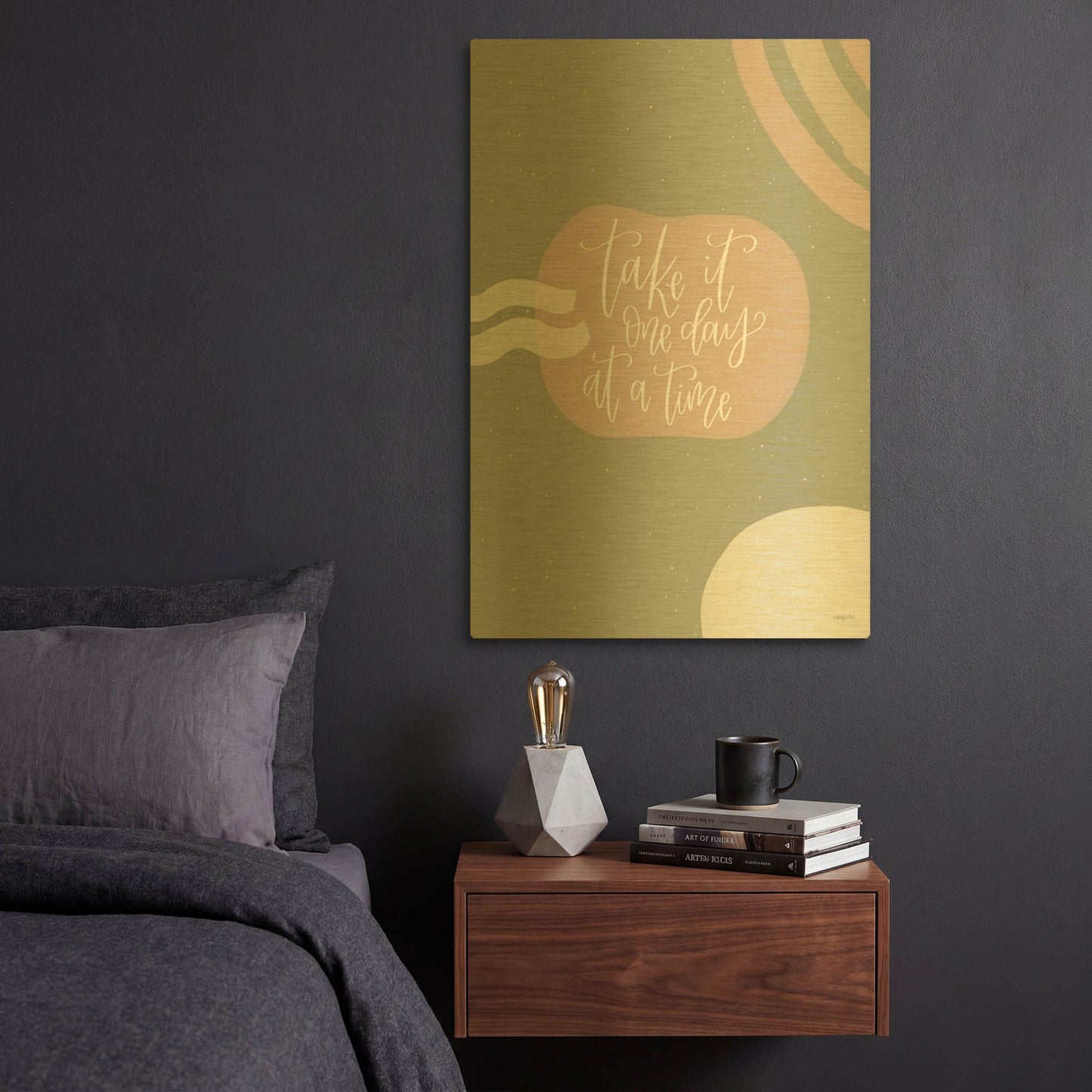 'One Day at a Time' By Imperfect Dust Gold Metal Wall Art