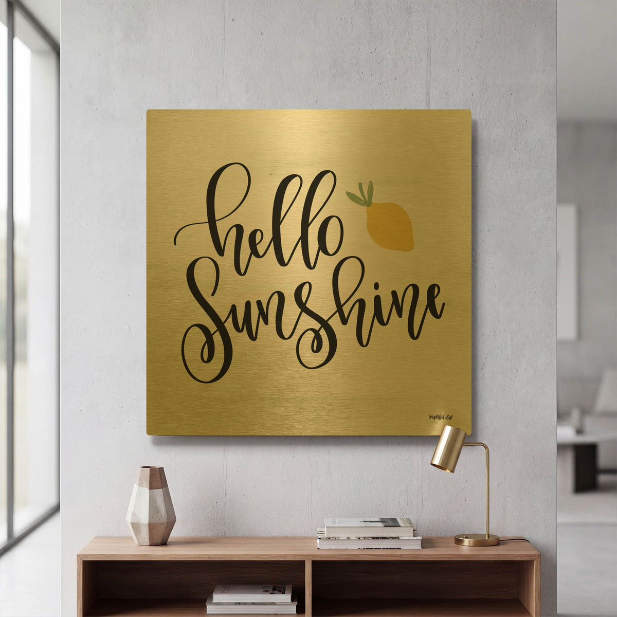 'Hello Sunshine' By Imperfect Dust Gold Metal Wall Art