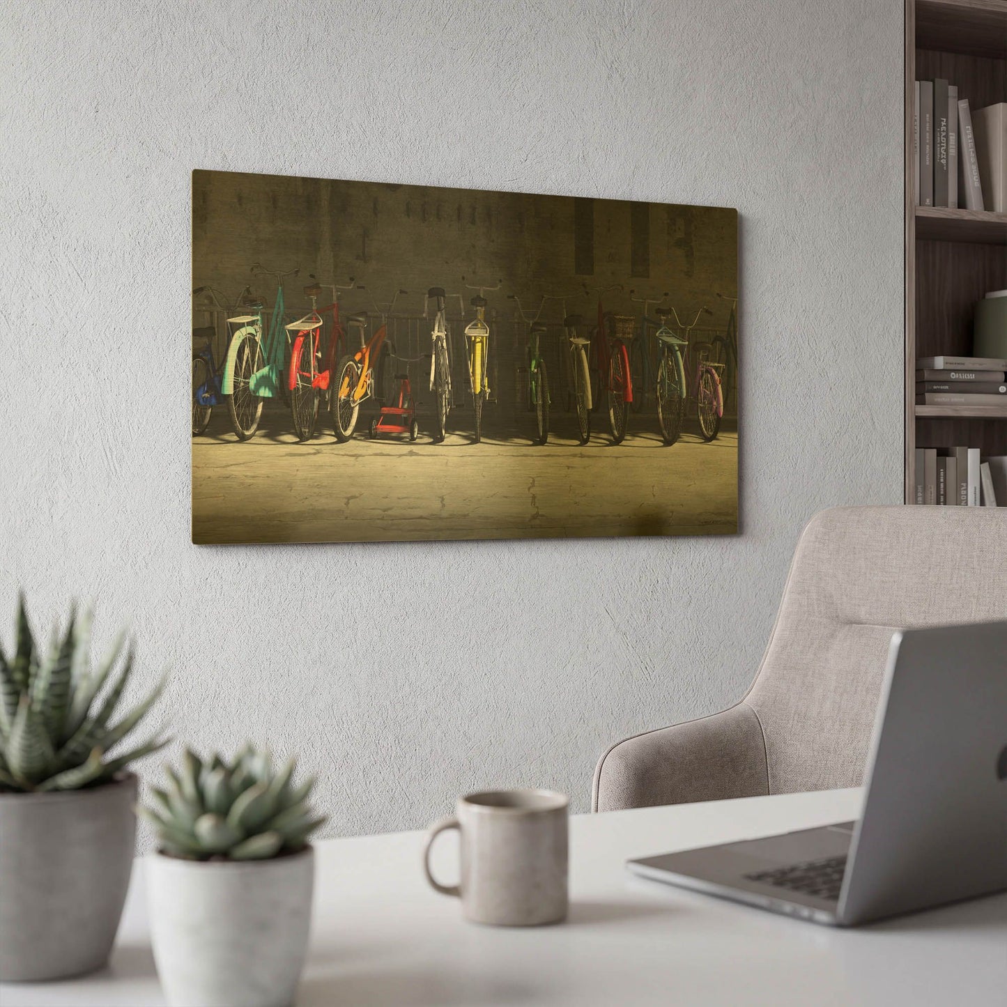 'Bike Rack' By Cynthia Decker Gold Metal Wall Art