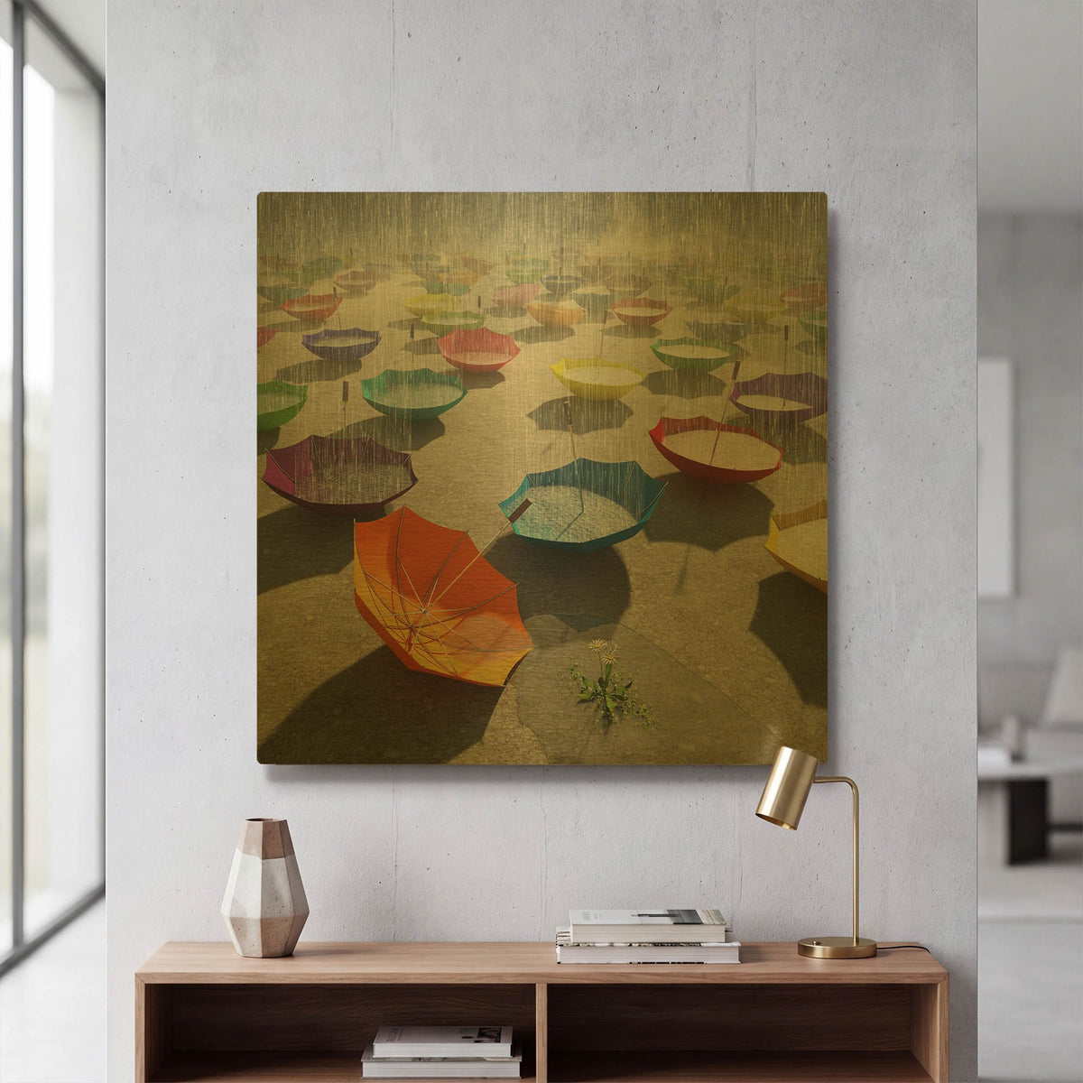 'Downpour' By Cynthia Decker Gold Metal Wall Art