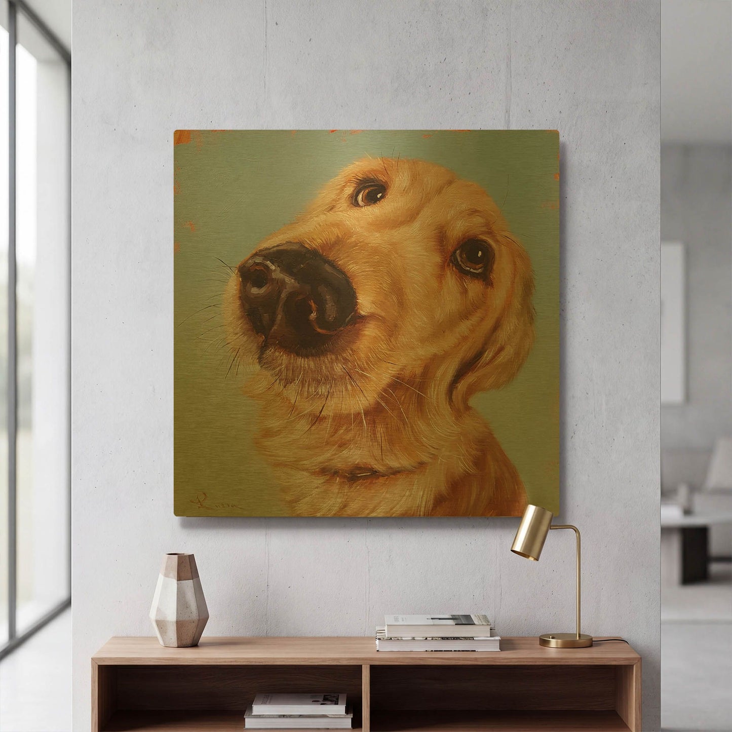 'Follow Your Nose 4' By Lucia Heffernan Gold Metal Wall Art