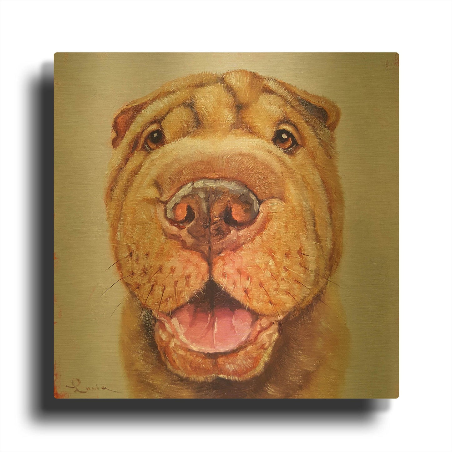 'Follow Your Nose 6' By Lucia Heffernan Gold Metal Wall Art