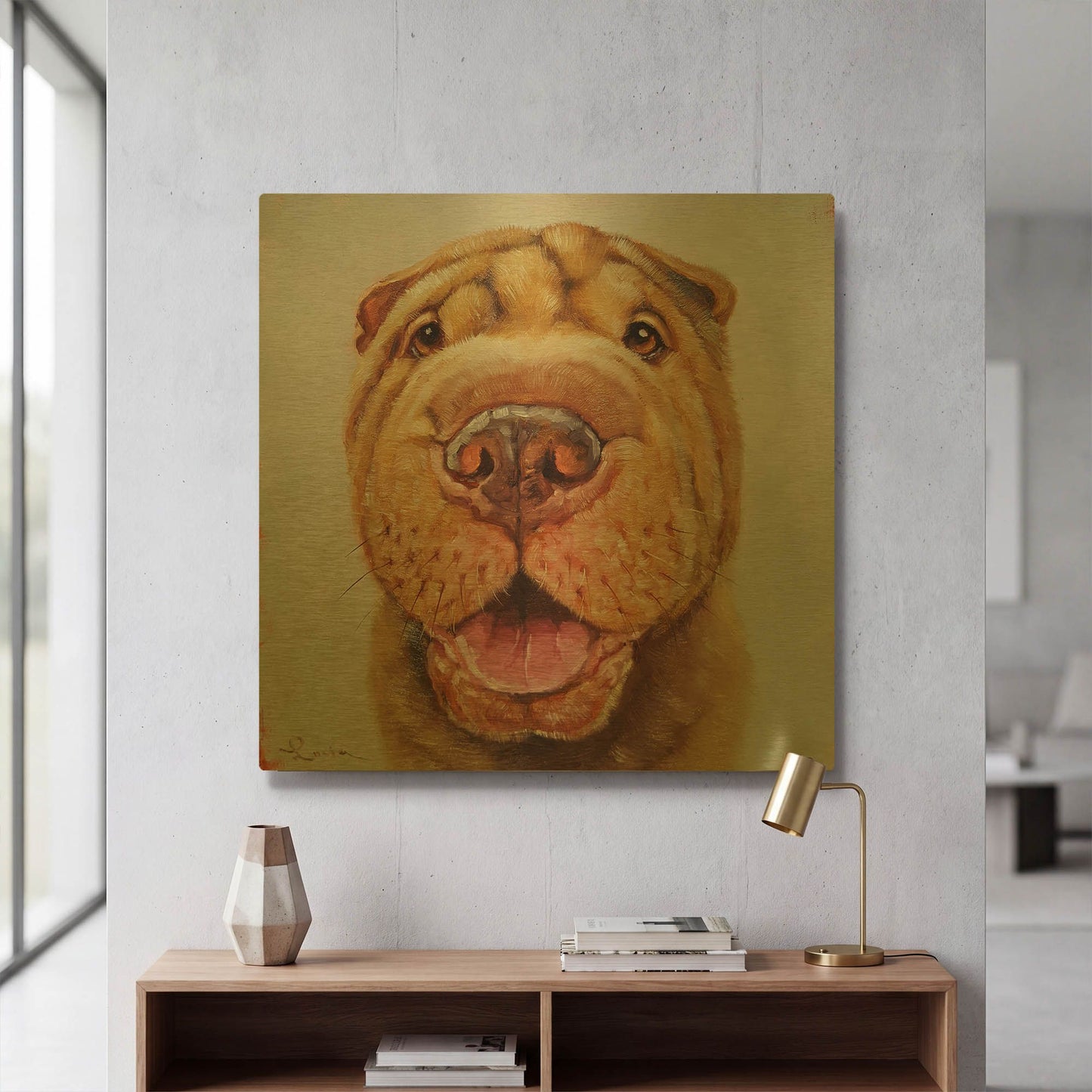 'Follow Your Nose 6' By Lucia Heffernan Gold Metal Wall Art