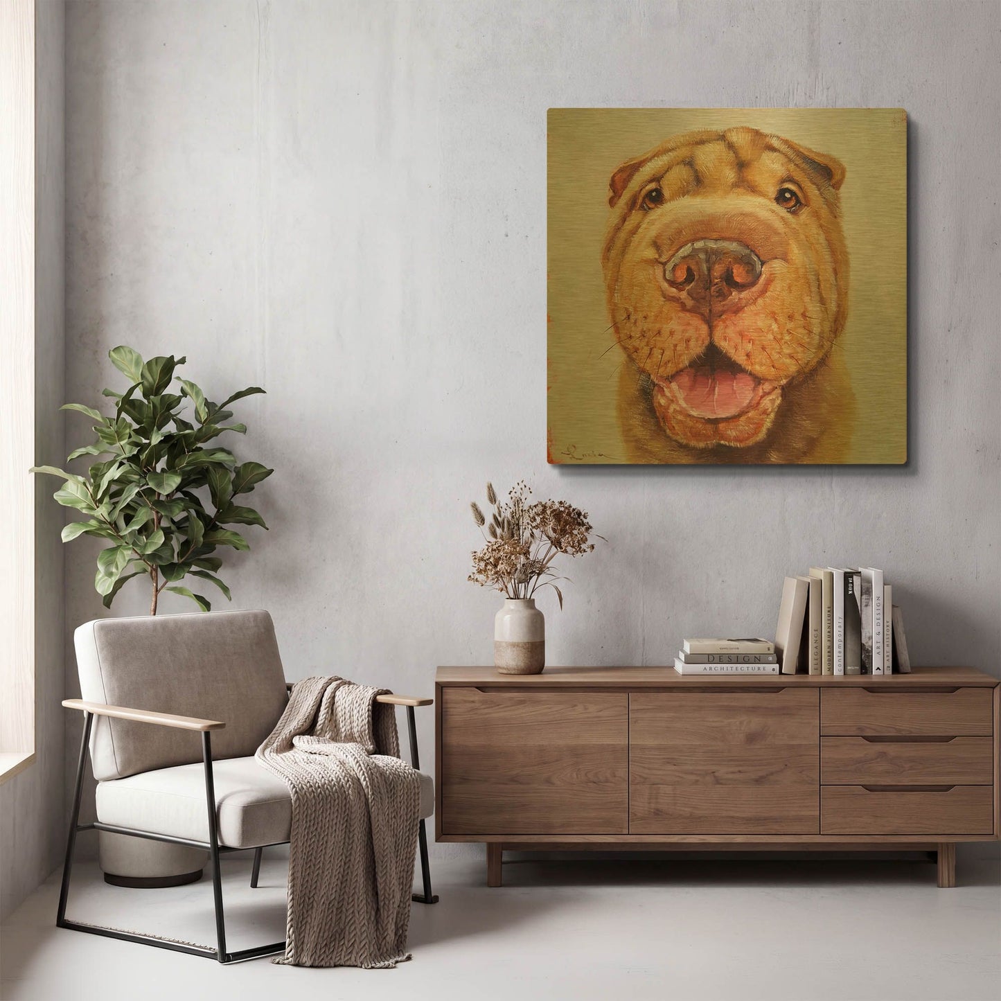 'Follow Your Nose 6' By Lucia Heffernan Gold Metal Wall Art