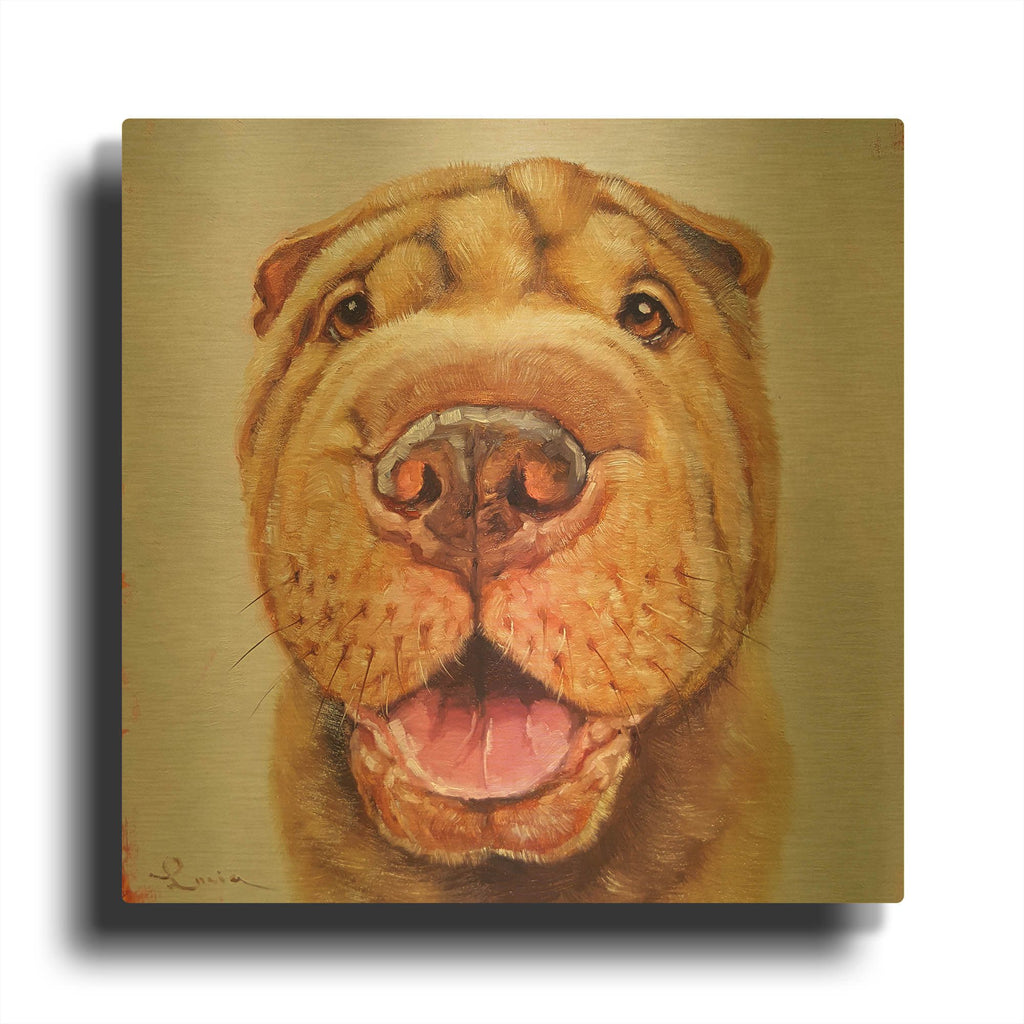 'Follow Your Nose 6' By Lucia Heffernan Gold Metal Wall Art