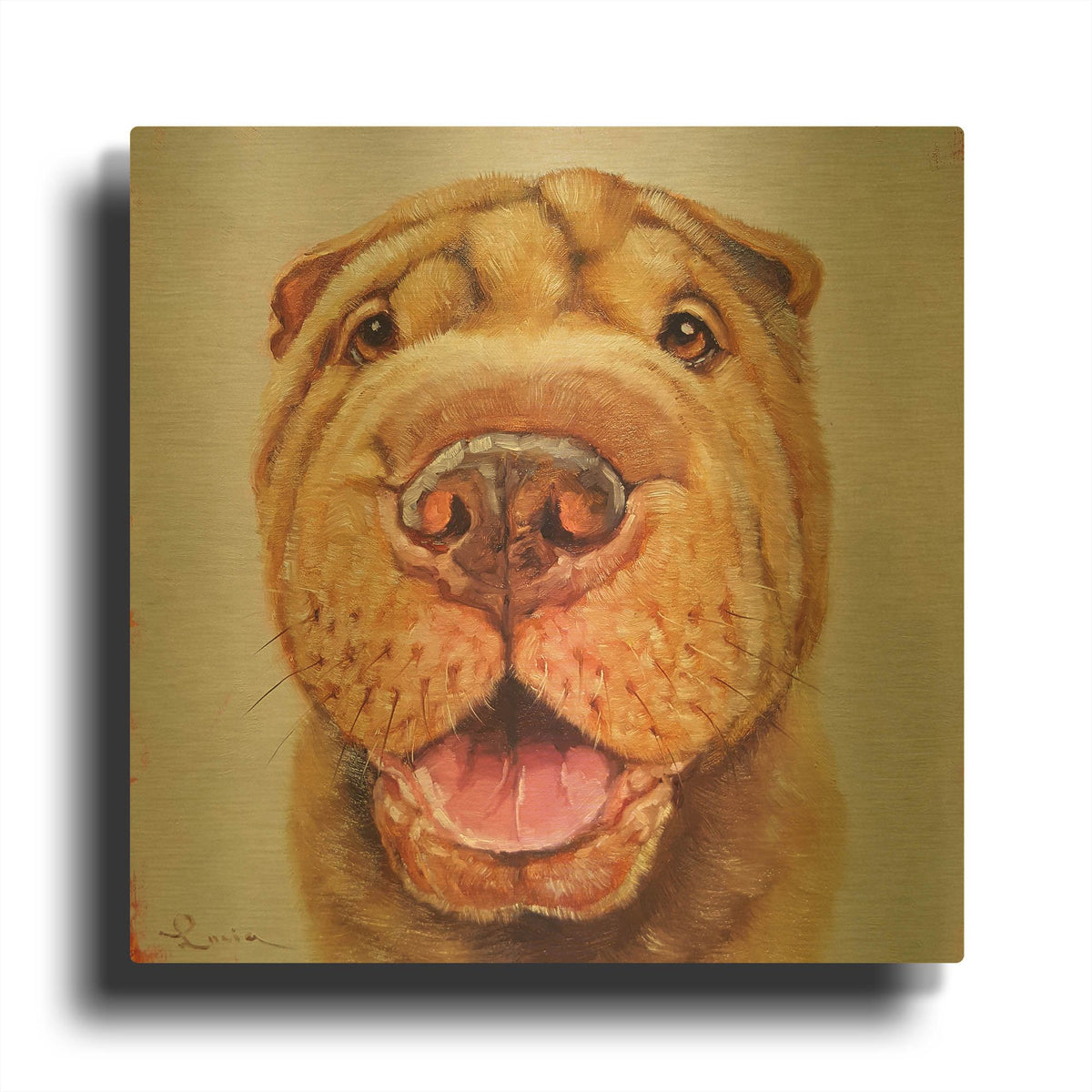 'Follow Your Nose 6' By Lucia Heffernan Gold Metal Wall Art