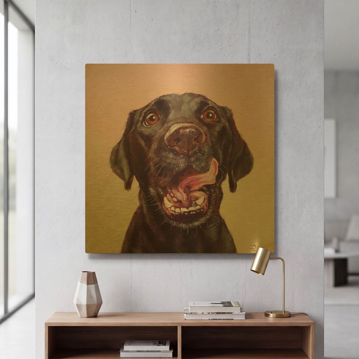 'Follow Your Nose 7' By Lucia Heffernan Gold Metal Wall Art