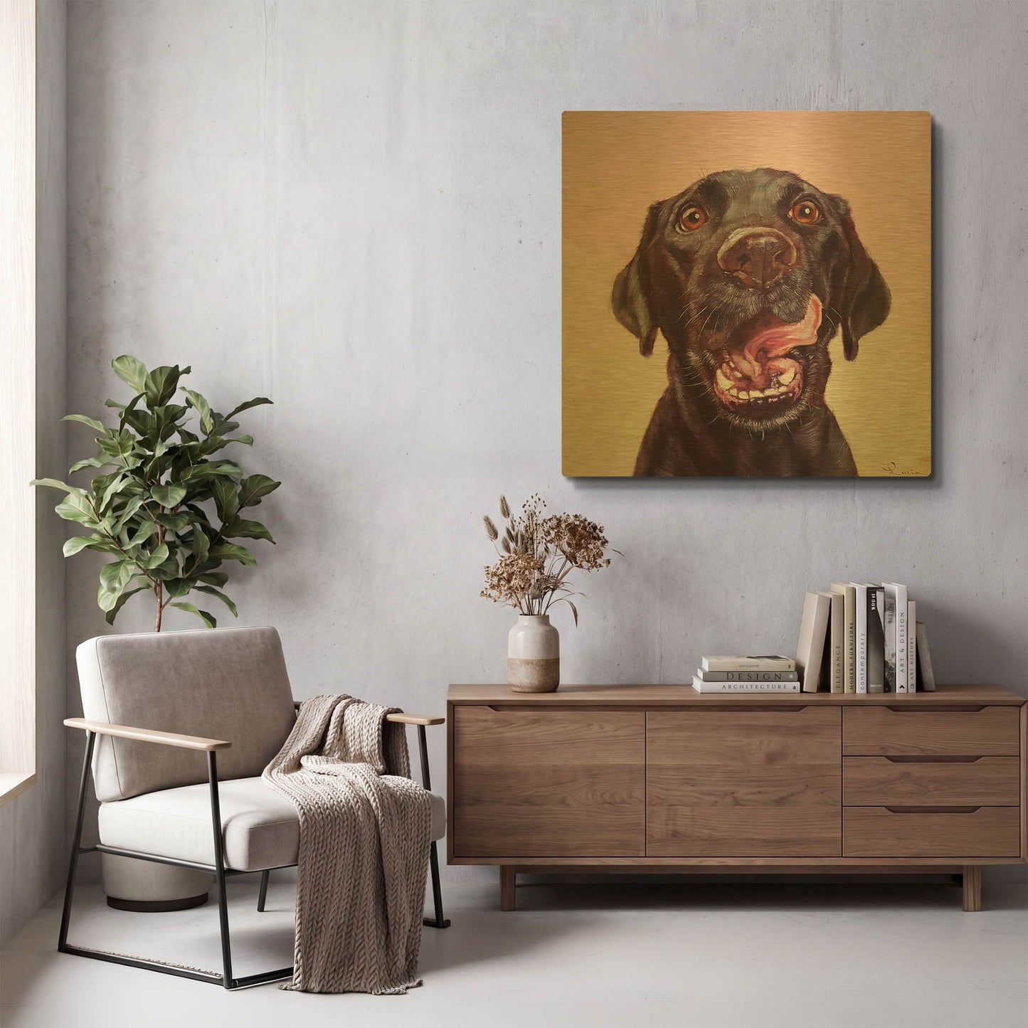 'Follow Your Nose 7' By Lucia Heffernan Gold Metal Wall Art