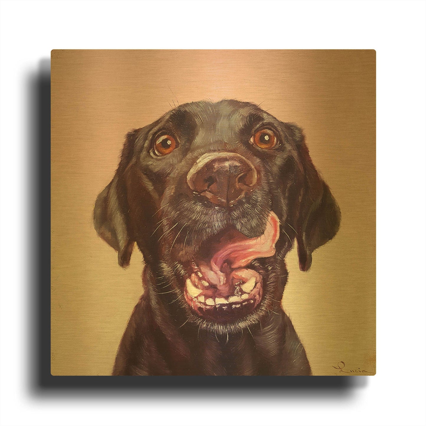 'Follow Your Nose 7' By Lucia Heffernan Gold Metal Wall Art