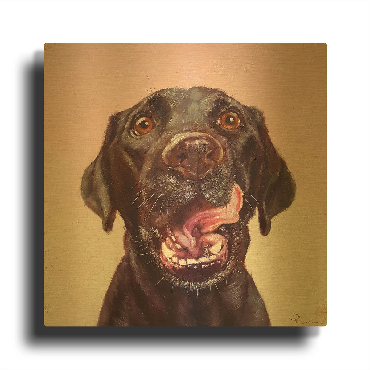 'Follow Your Nose 7' By Lucia Heffernan Gold Metal Wall Art
