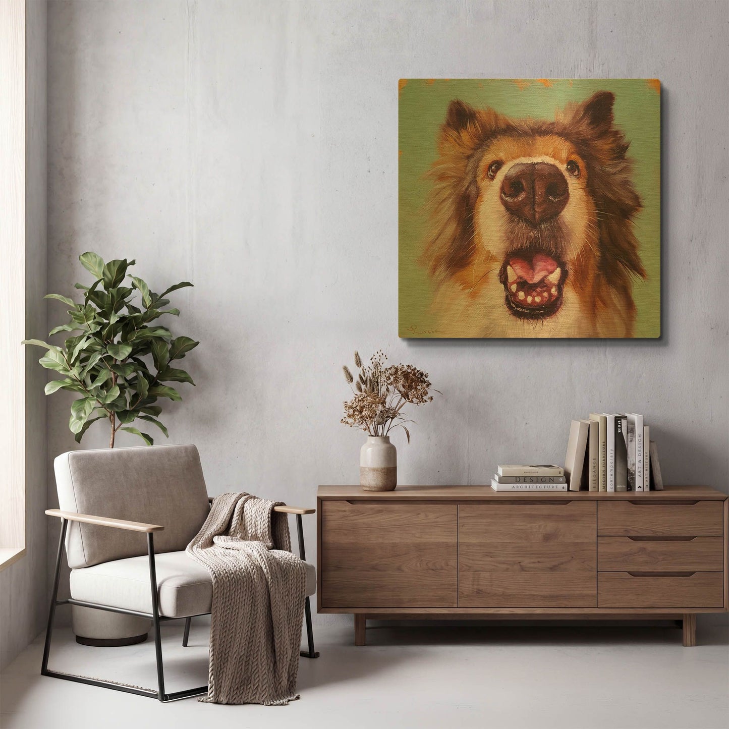 'Follow Your Nose 9' By Lucia Heffernan Gold Metal Wall Art