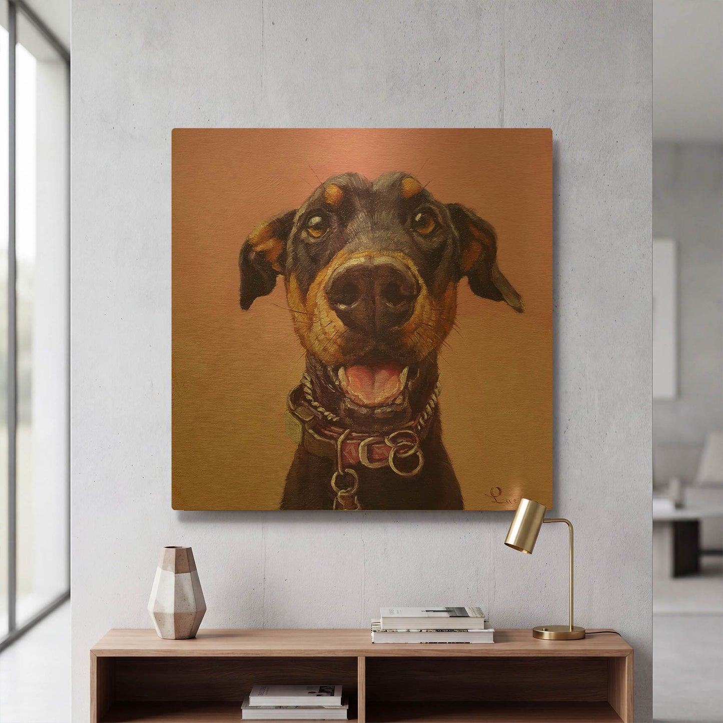 'Follow Your Nose 12' By Lucia Heffernan Gold Metal Wall Art