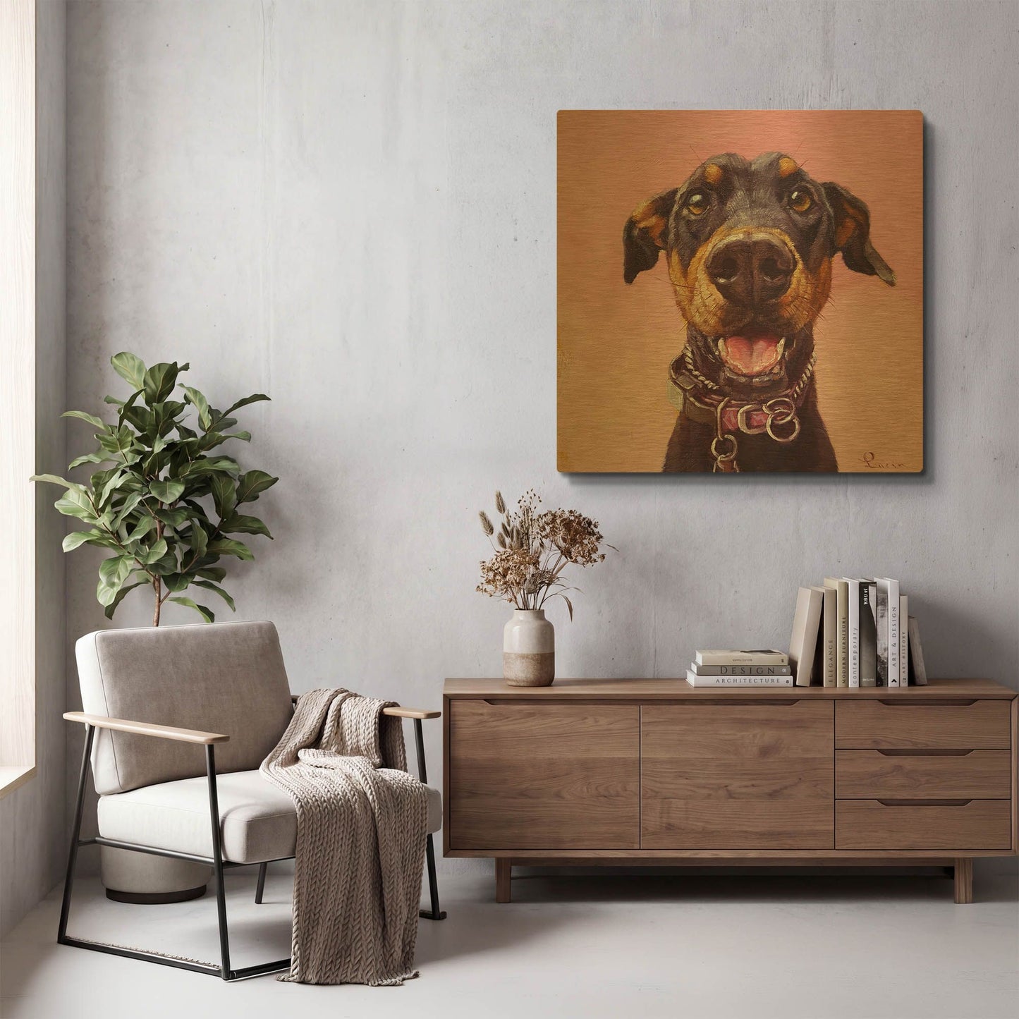 'Follow Your Nose 12' By Lucia Heffernan Gold Metal Wall Art