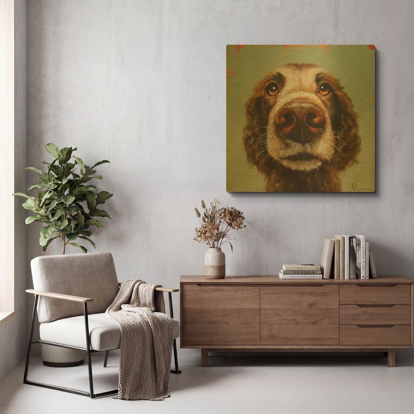 'Follow Your Nose 14' By Lucia Heffernan Gold Metal Wall Art