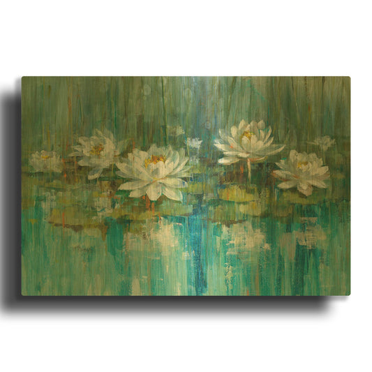 'Water Lily Pond' By Danhui Nai Gold Metal Wall Art