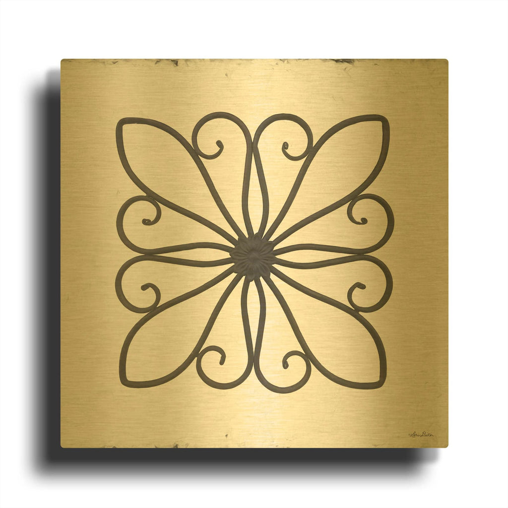 'Metal Art on Stucco I' By Lori Deiter Gold Metal Wall Art