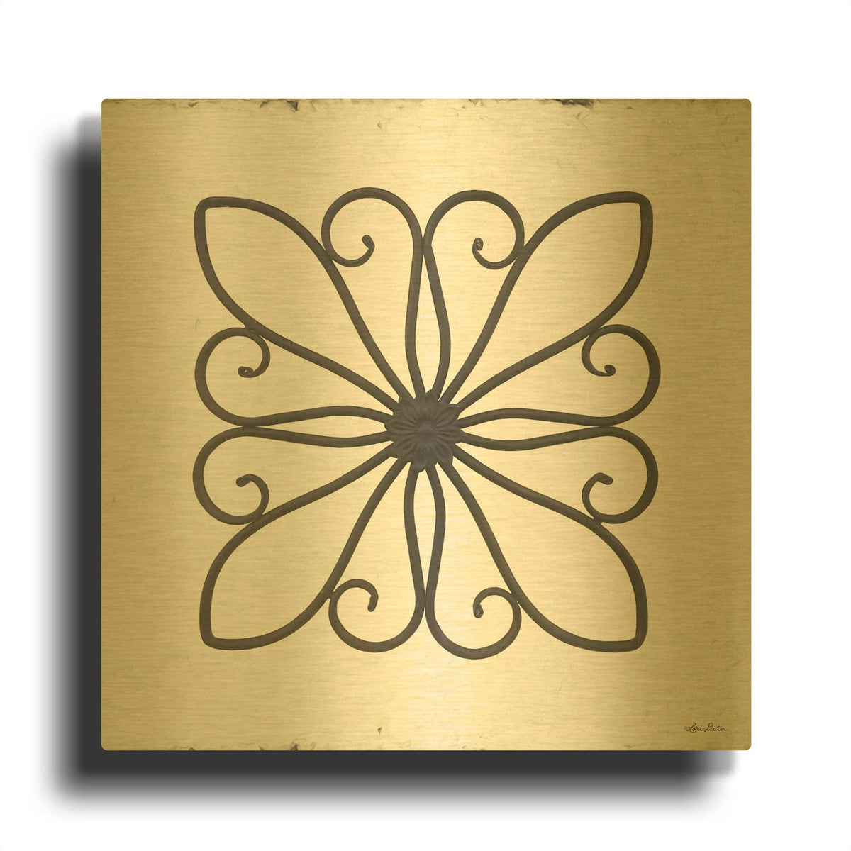 'Metal Art on Stucco I' By Lori Deiter Gold Metal Wall Art