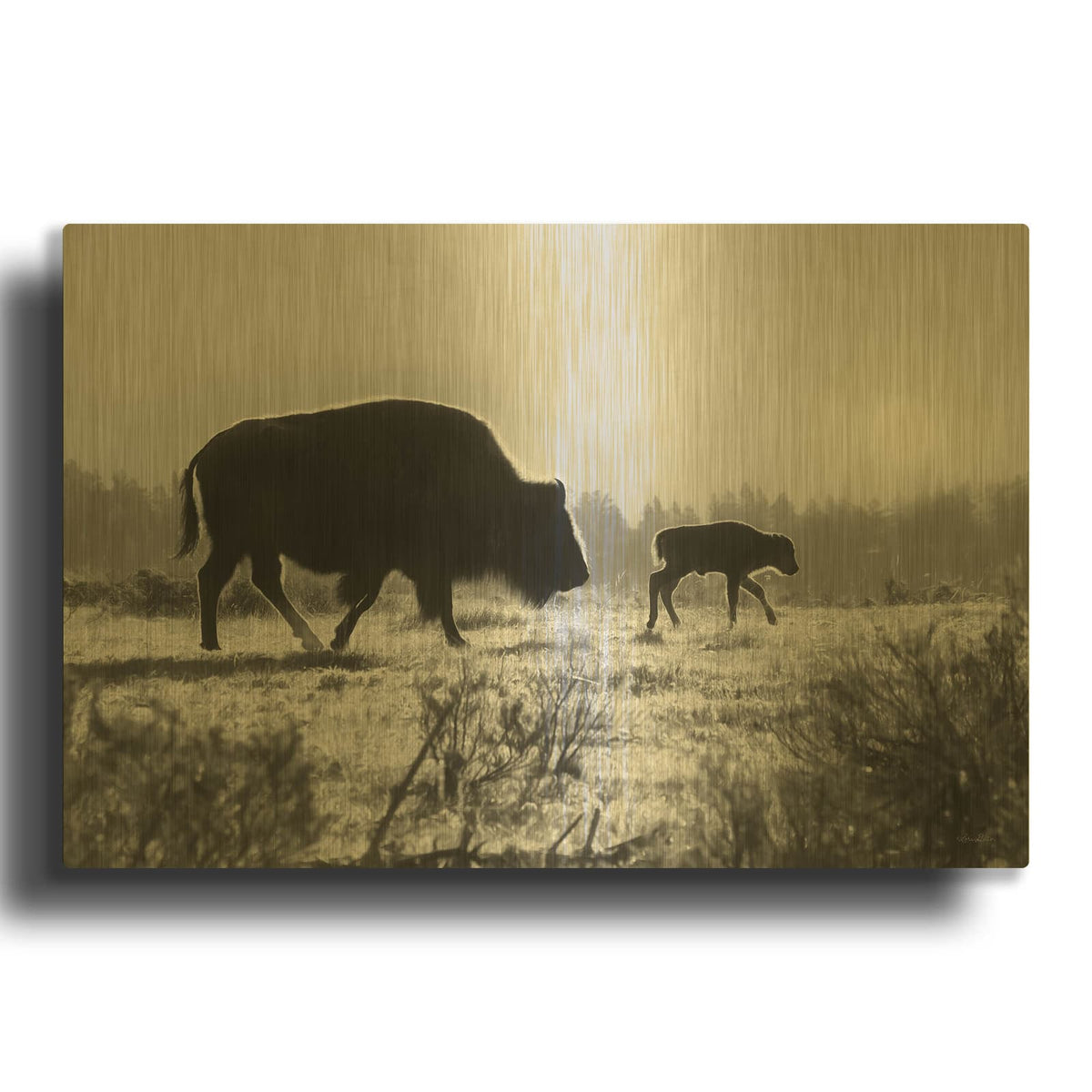'Lamar Valley Migration' By Lori Deiter Gold Metal Wall Art