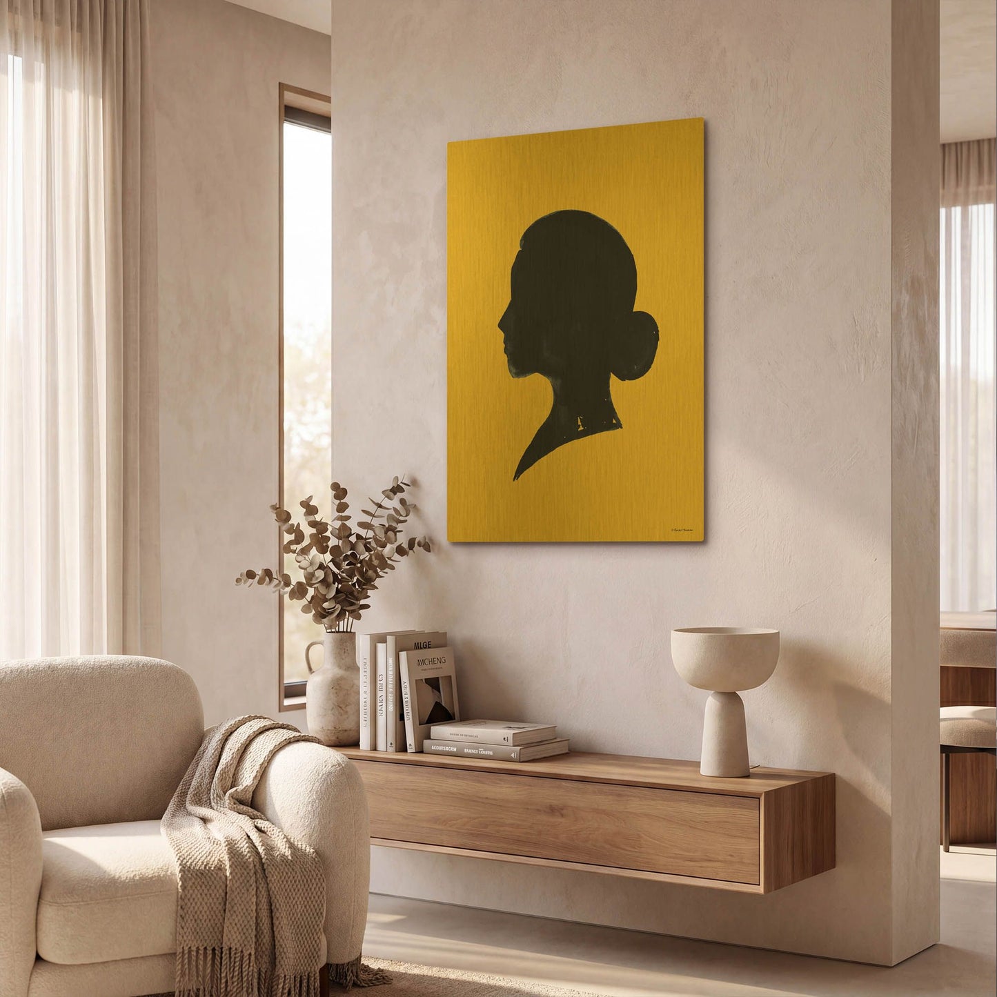 'Mustard Yellow Collection 1' By Rachel Nieman Gold Metal Wall Art