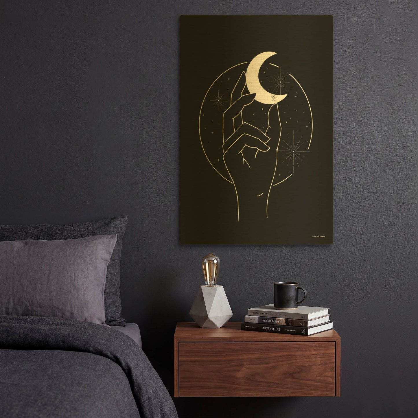 'How to Catch the Moon' By Rachel Nieman Gold Metal Wall Art