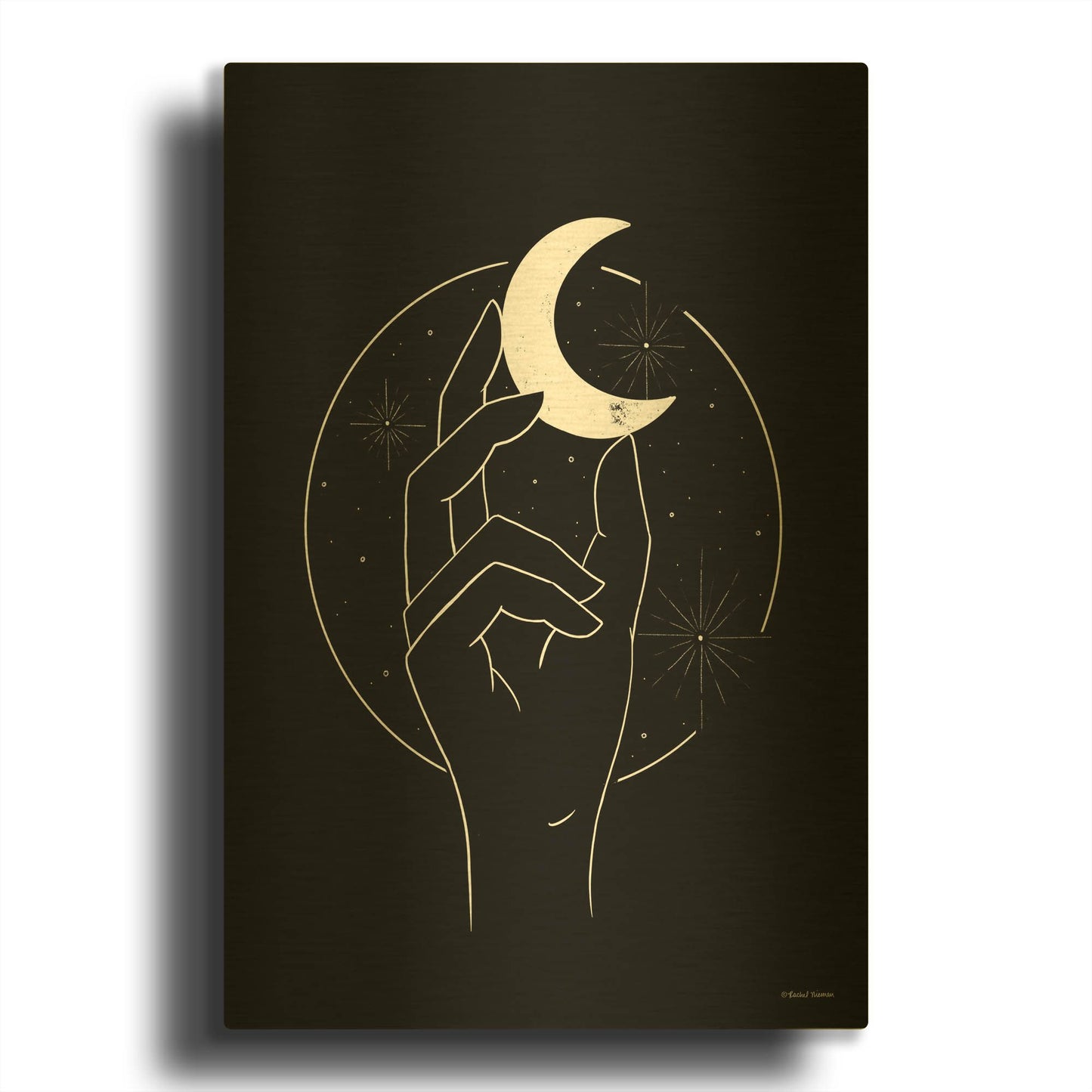 'How to Catch the Moon' By Rachel Nieman Gold Metal Wall Art