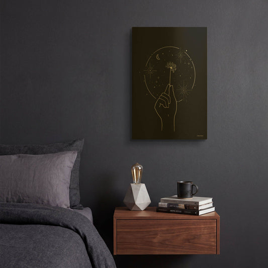 'Space Dandelion' By Rachel Nieman Gold Metal Wall Art