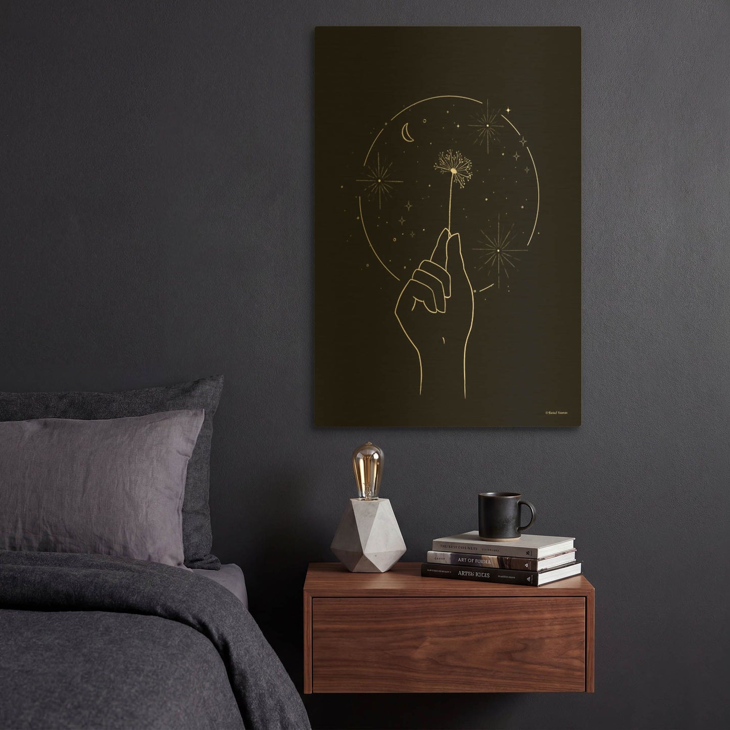 'Space Dandelion' By Rachel Nieman Gold Metal Wall Art