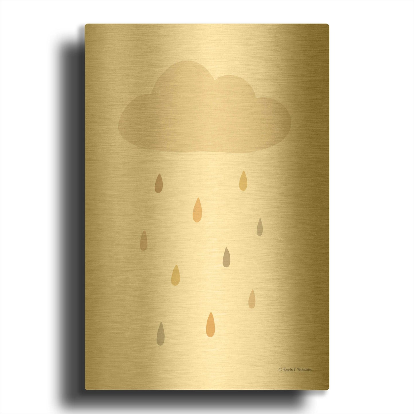 'Happy Cloud' By Rachel Nieman Gold Metal Wall Art