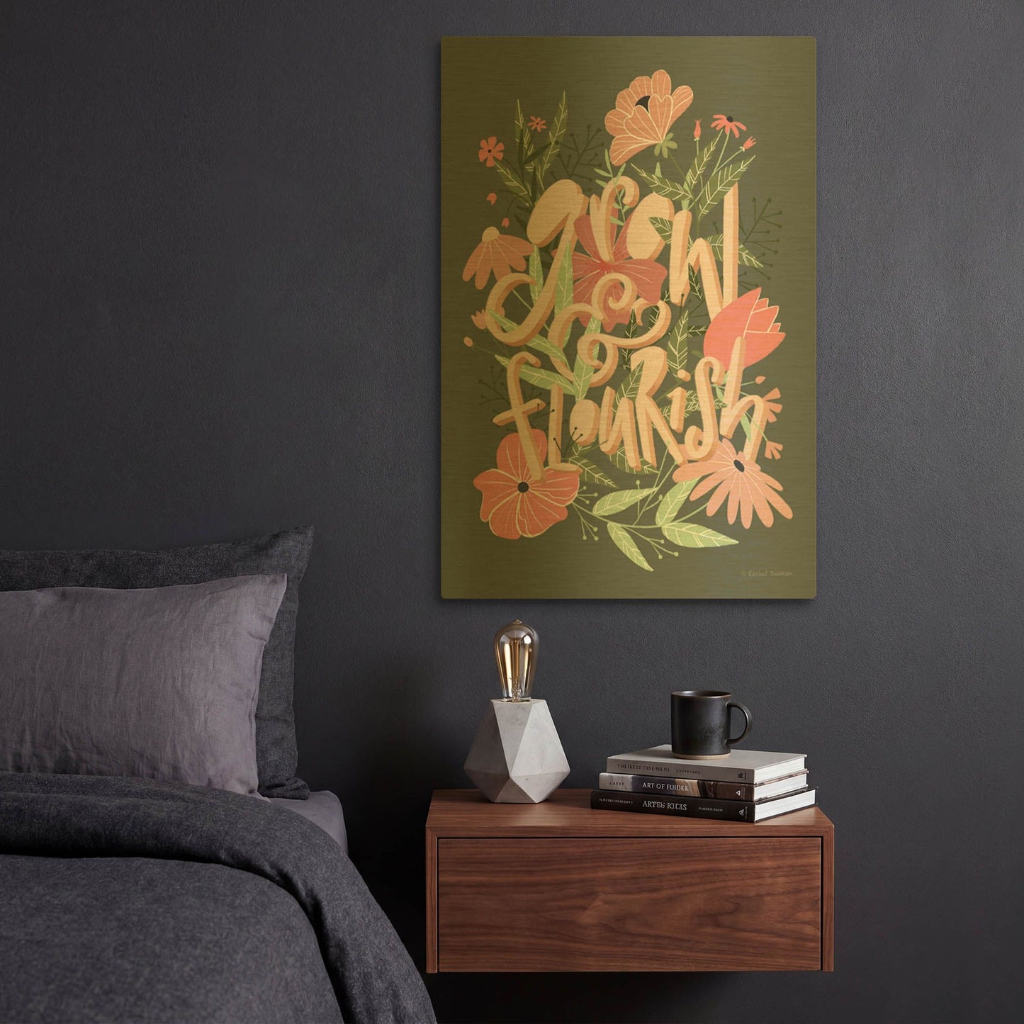 'Grow & Flourish' By Rachel Nieman Gold Metal Wall Art