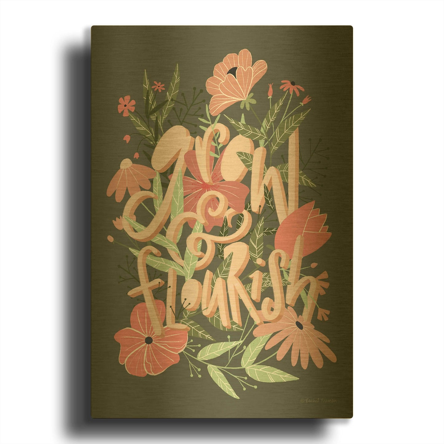 'Grow & Flourish' By Rachel Nieman Gold Metal Wall Art