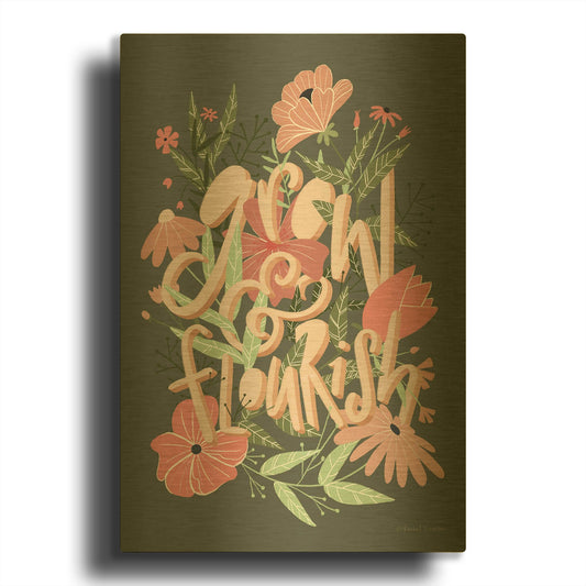 'Grow & Flourish' By Rachel Nieman Gold Metal Wall Art