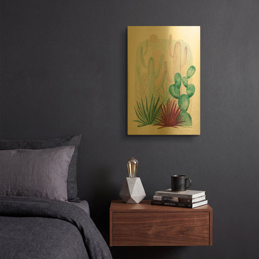 'Cactus Summer' By Rachel Nieman Gold Metal Wall Art